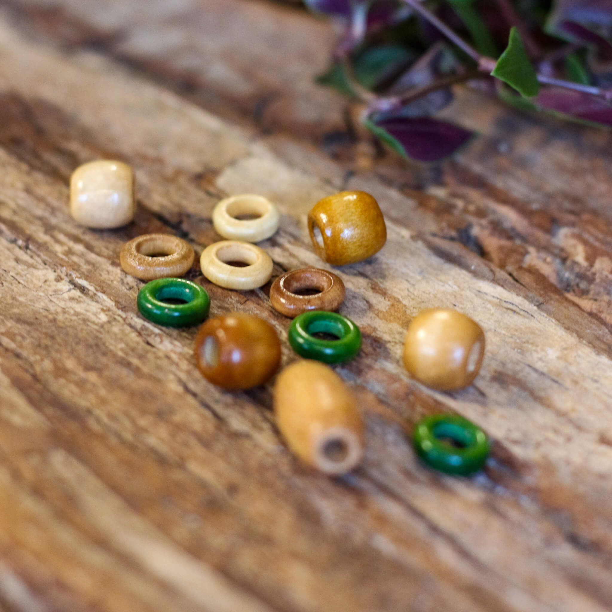 Desert Moss Wooden Beads Set