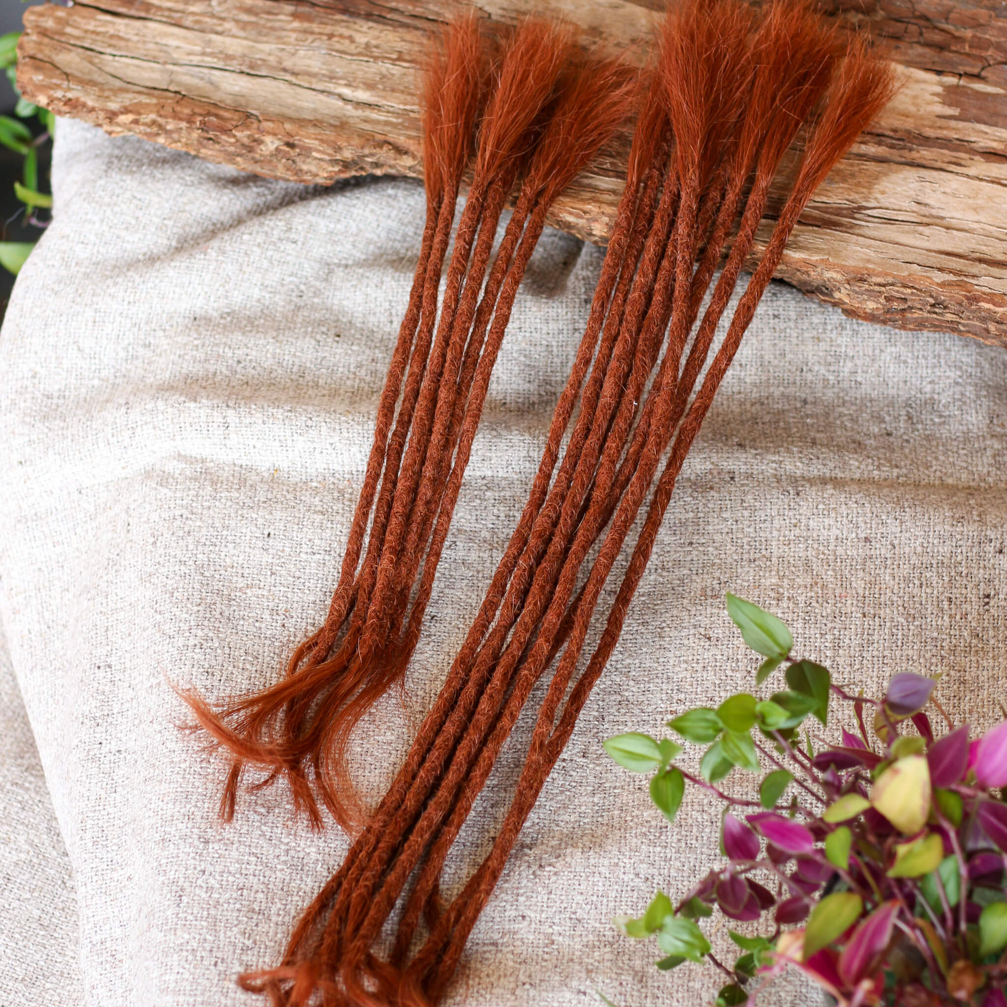 Dreadlock Extensions Ægte Hår - Henna Brun