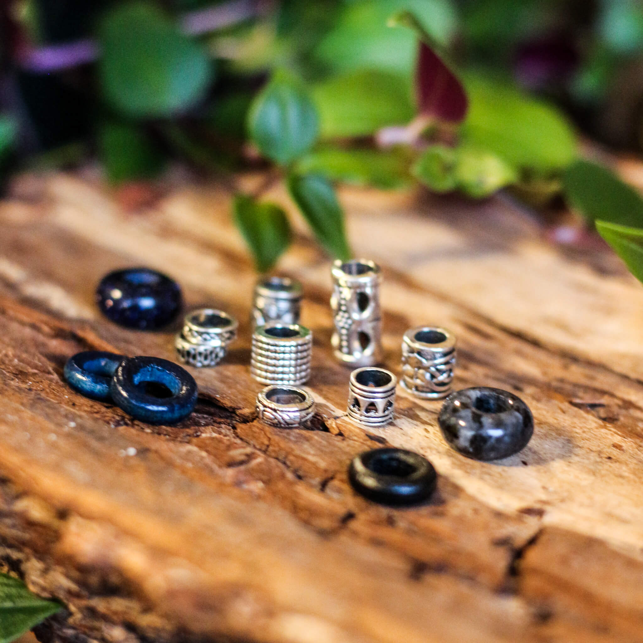 Midnight Silber Dread Perlen Set