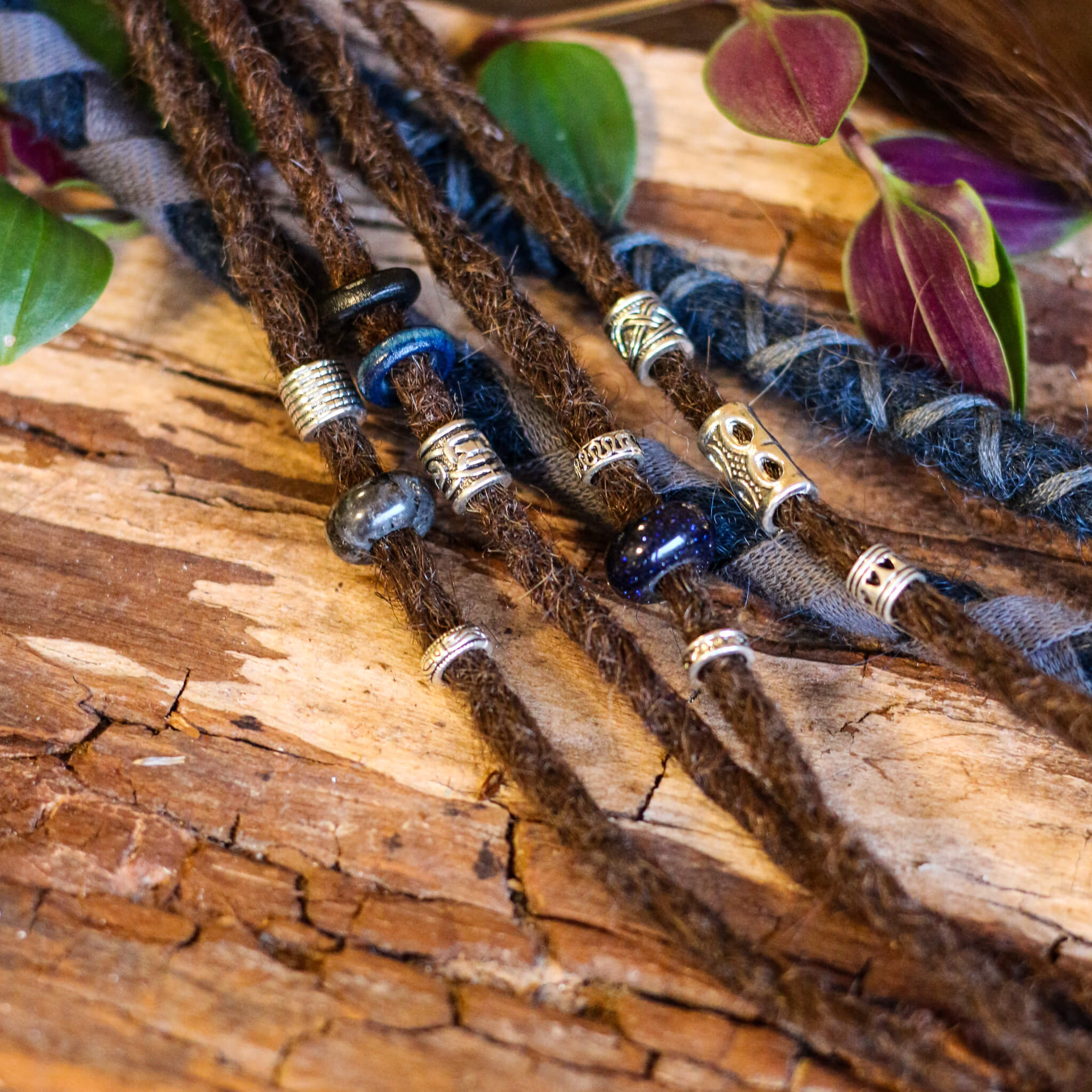 Midnight Silber Dread Perlen Set