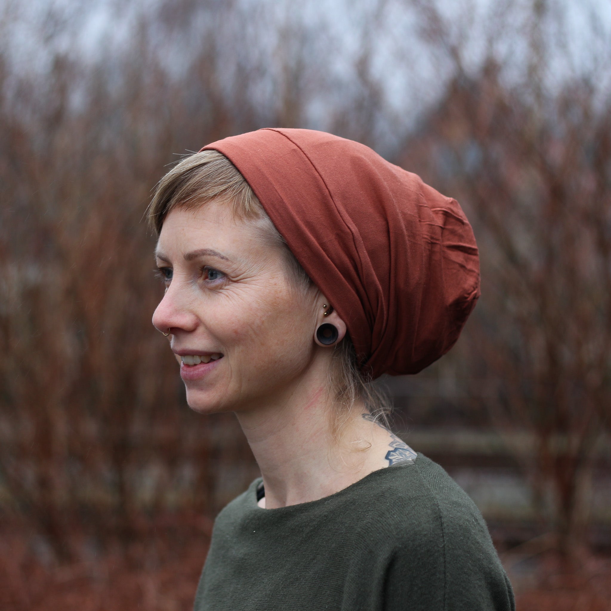 Thin Bamboo Satin Lined Bonnet Beanie