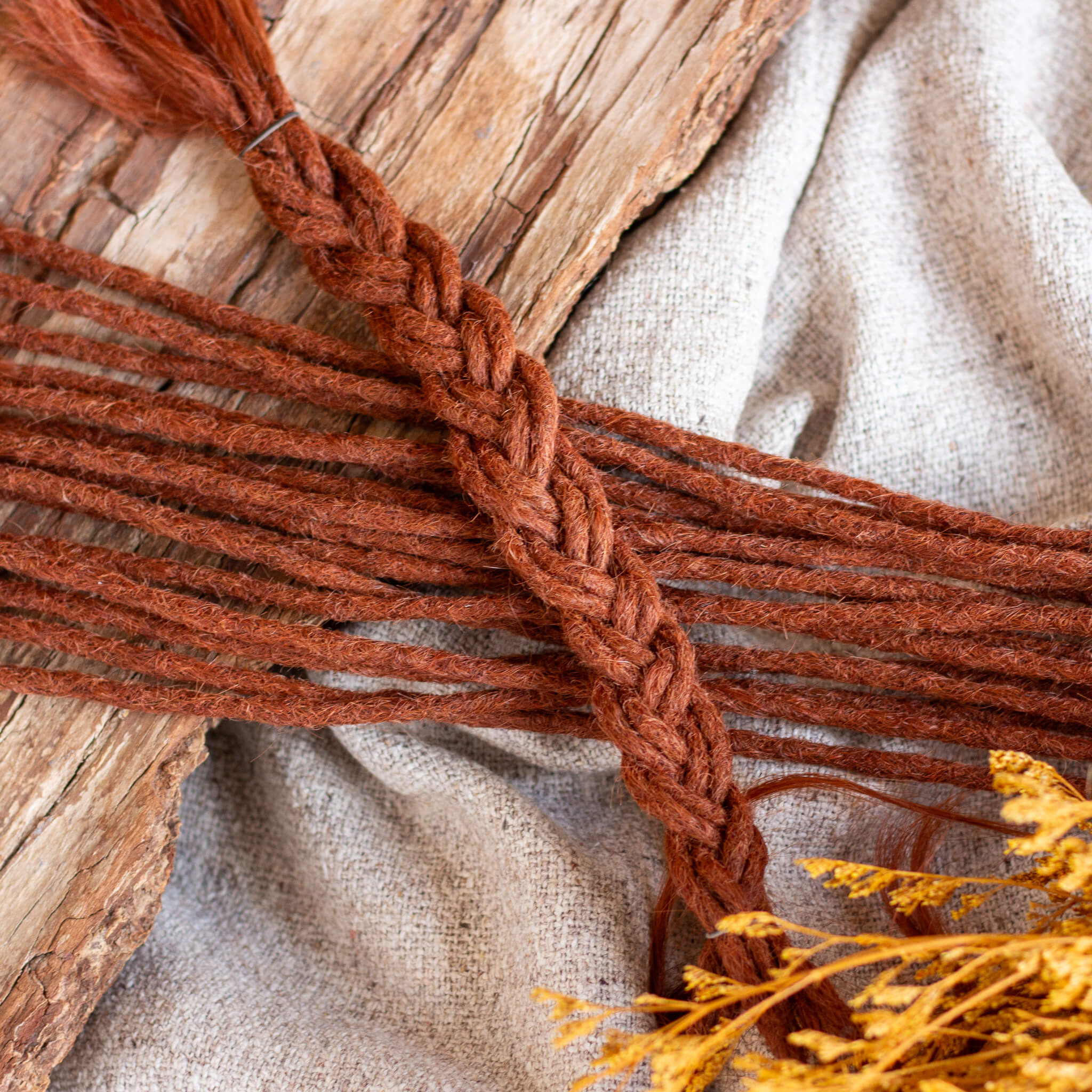 Dreadlock Extensions Ægte Hår - Henna Brun