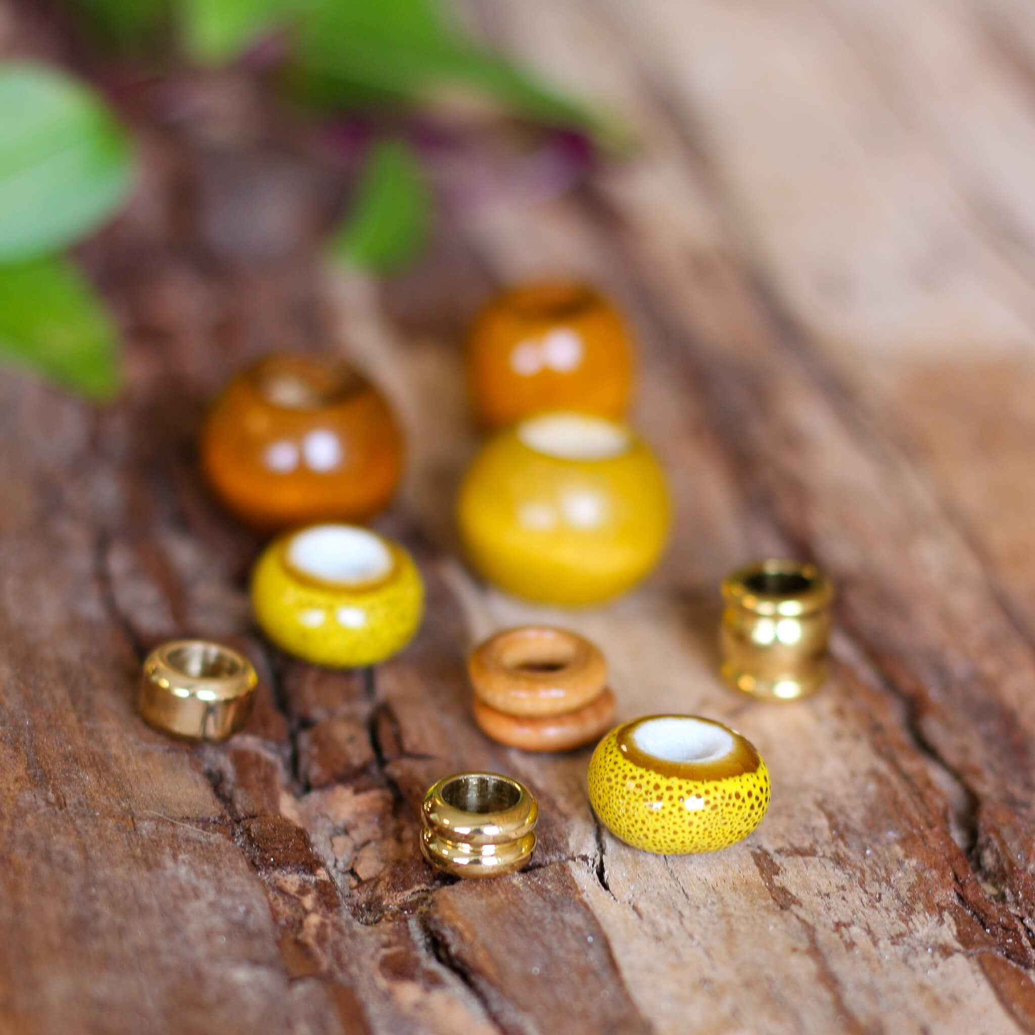 Golden Earth Dreadlock Bead Sæt