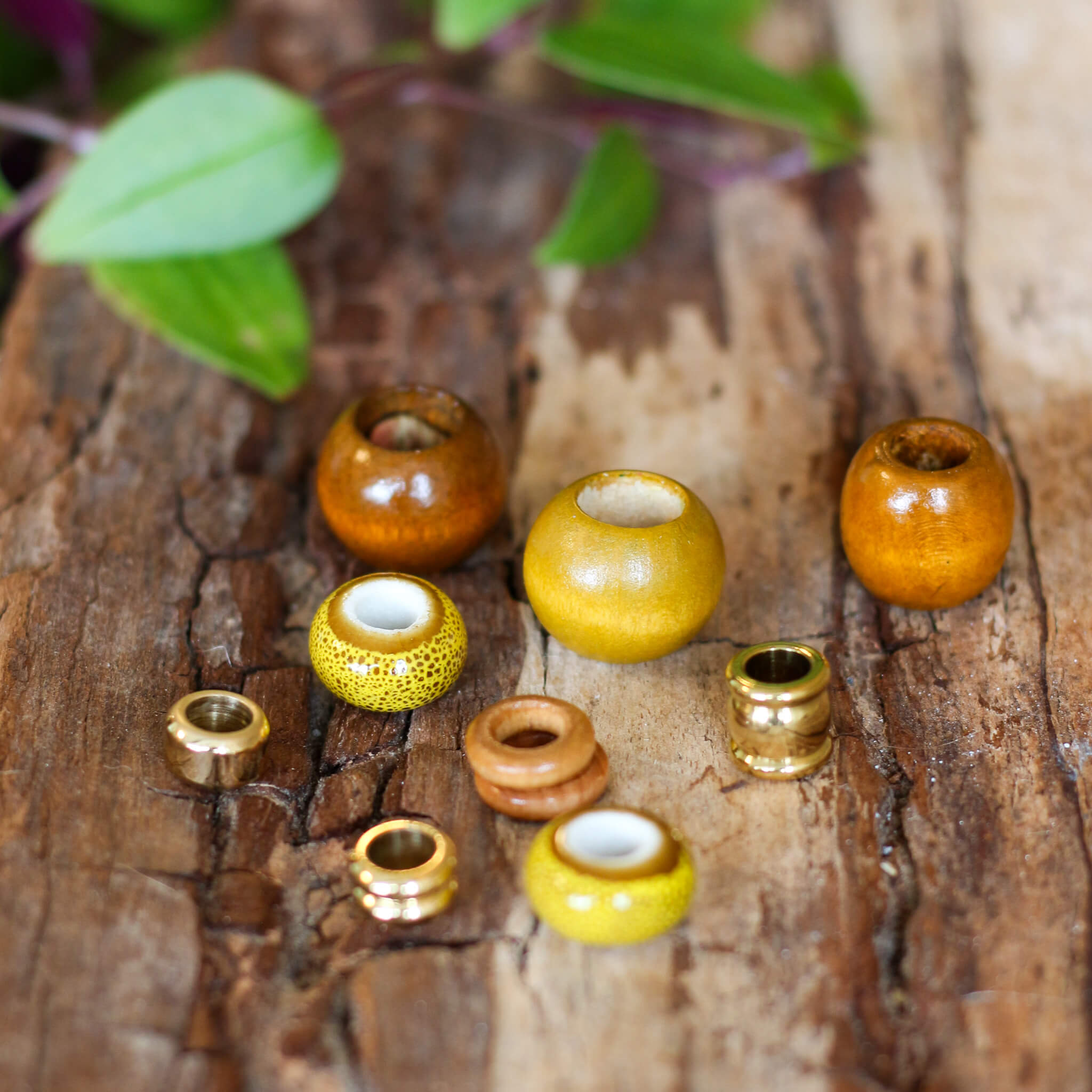 Golden Earth Dreadlock Bead Sæt