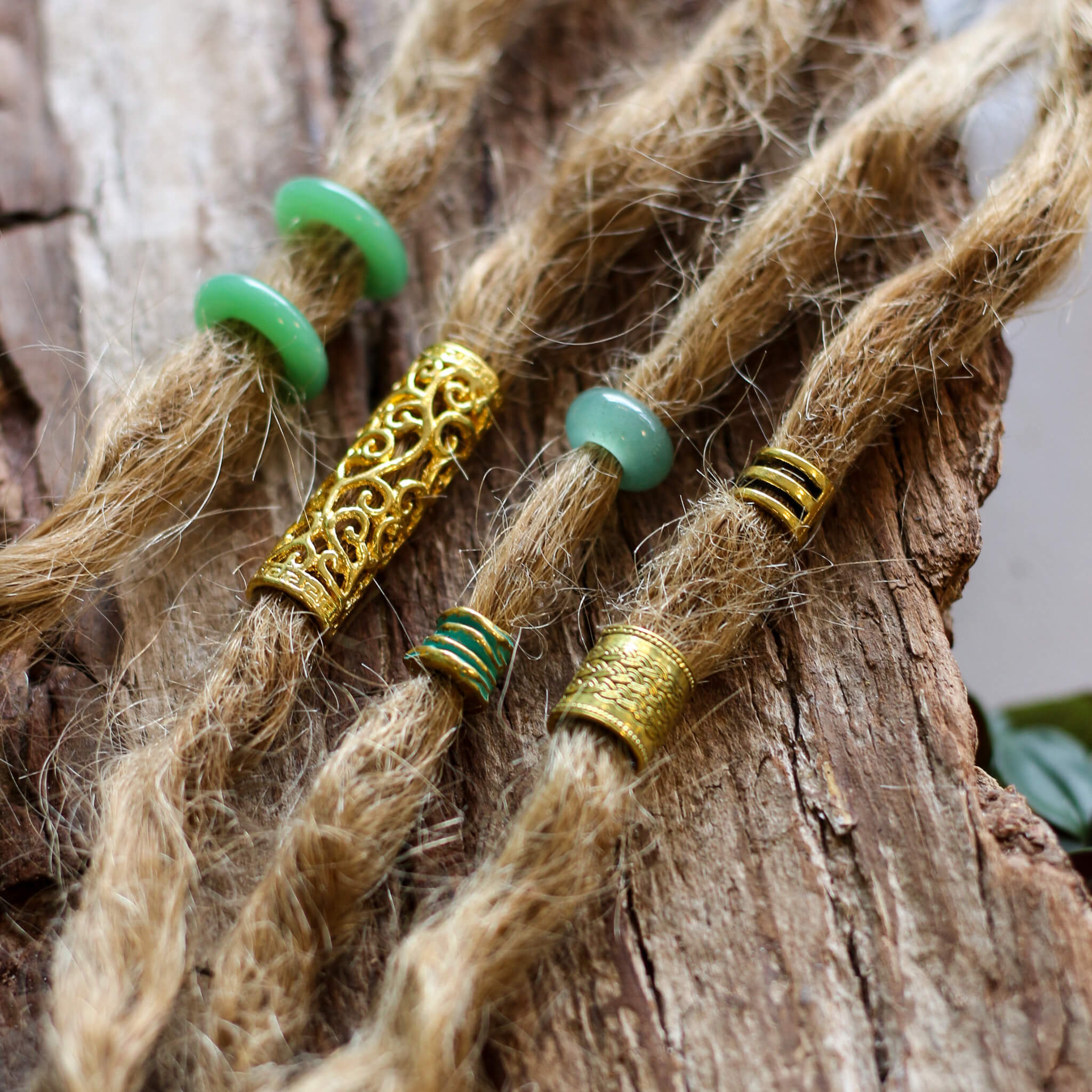 Large Gold n Green Bead Set