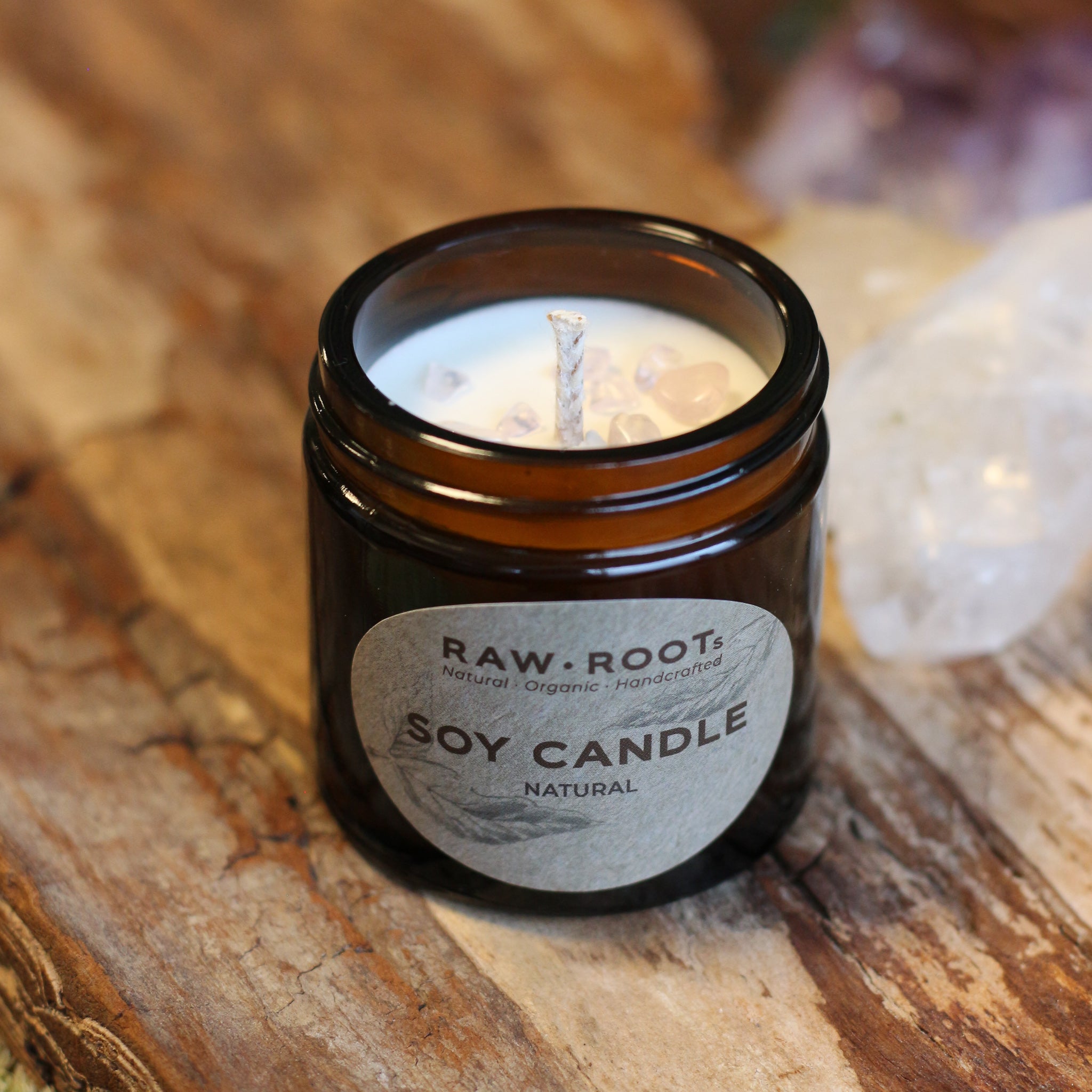 Small soy candle infused with crystals - Organic