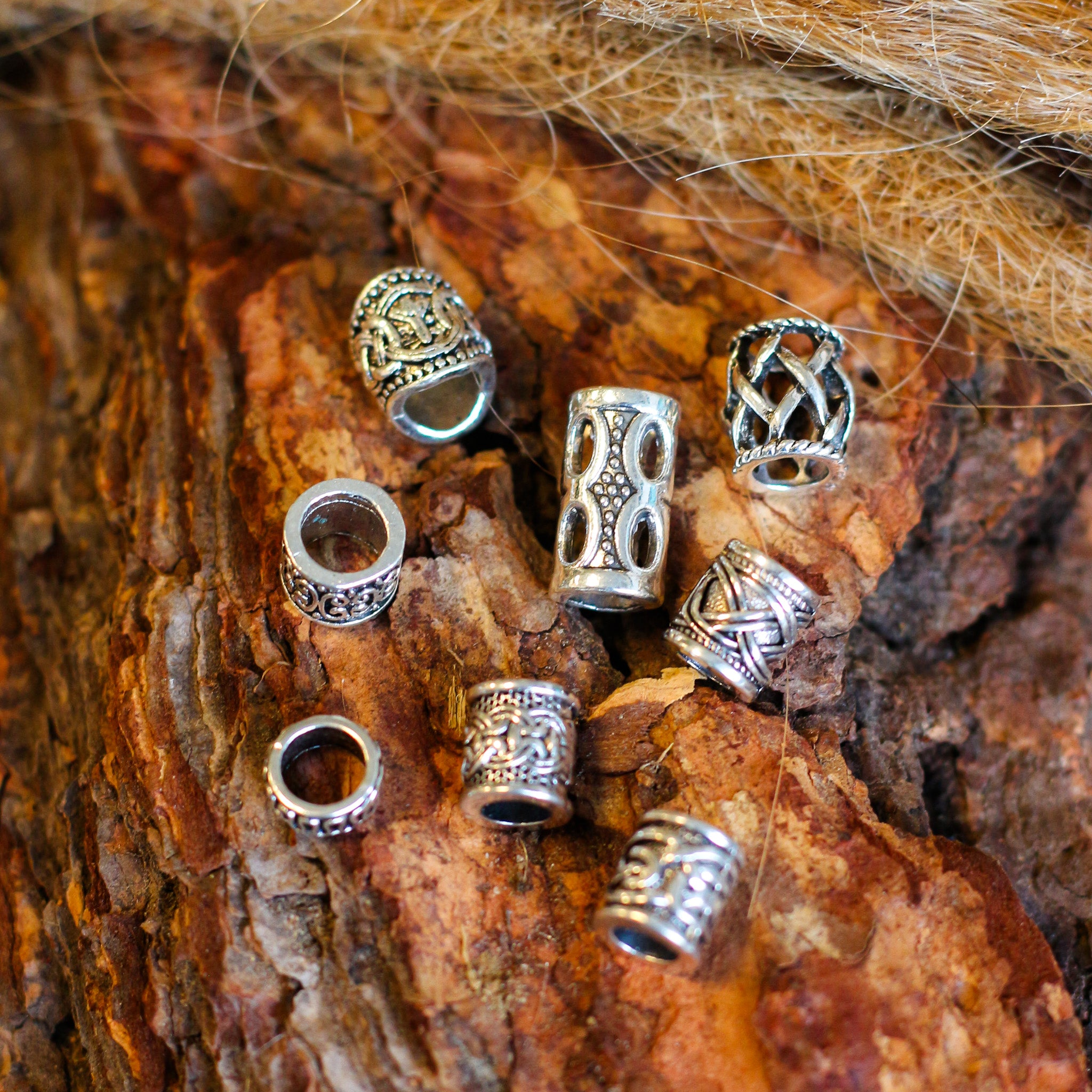 Small Silver Accents Dread Bead Sæt