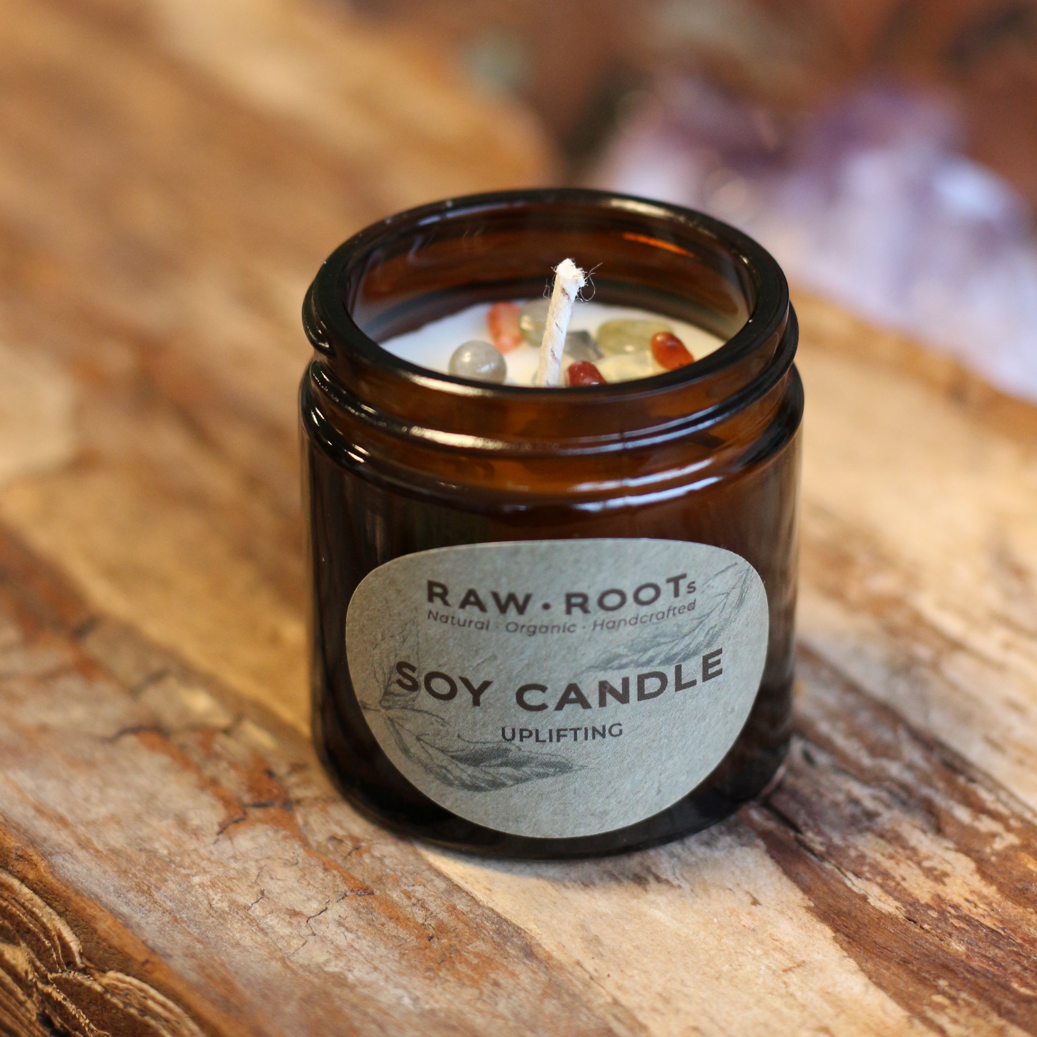 Small Soy Candle with Crystals - Uplifting